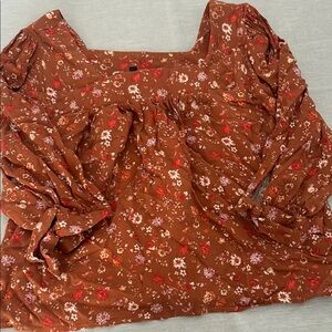 RACHEL Rachel Roy Brown Ruffled Relaxed Blouse